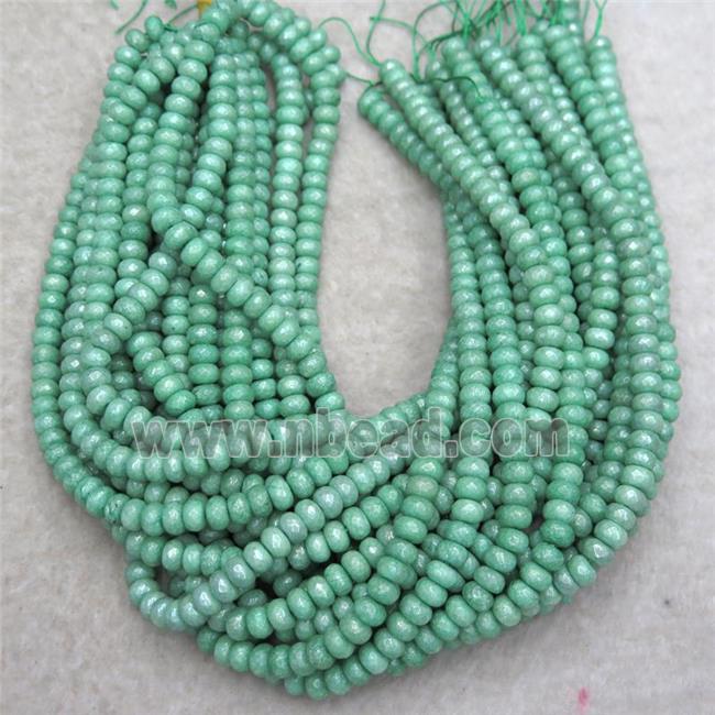 green Jasper beads, faceted rondelle, light plated