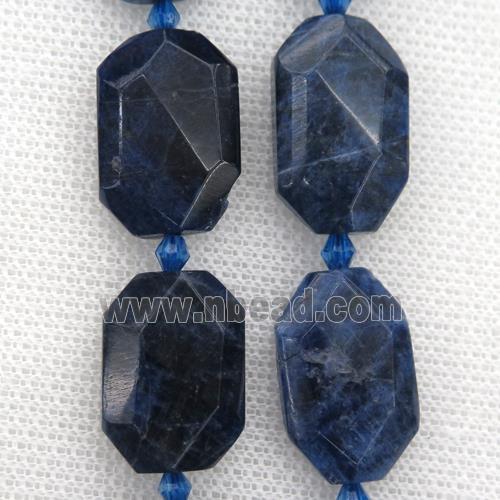 blue Sodalite beads, faceted rectangle