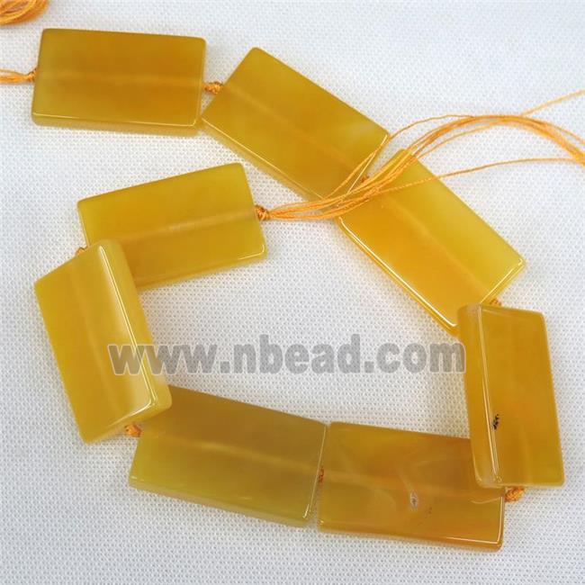 yellow Agate Beads, rectangle, dye
