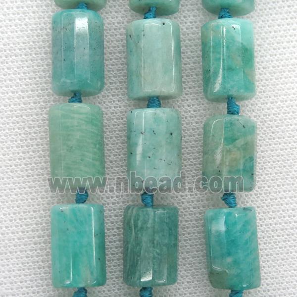 Green Amazonite Beads, faceted column