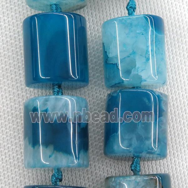 blue Druzy Agate column beads