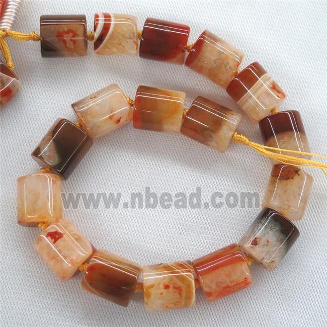 orange Druzy Agate column beads