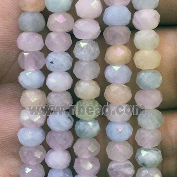 Morganite Beads, faceted rondelle, multi-color
