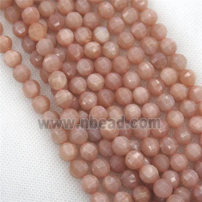 peach SunStone Beads, faceted round