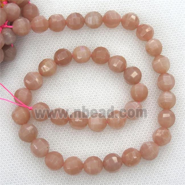 peach SunStone Beads, faceted round