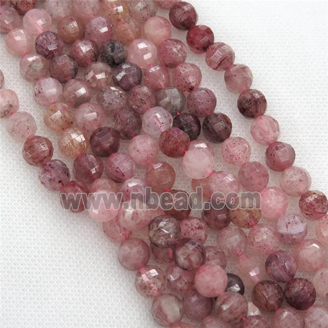 Strawberry Quartz Beads, faceted round
