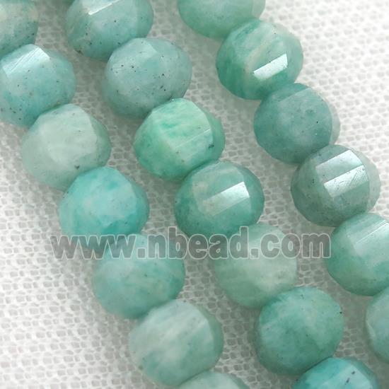 green Amazonite Beads, faceted round