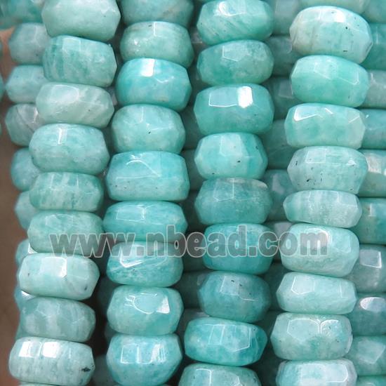 green Amazonite beads, faceted heishi