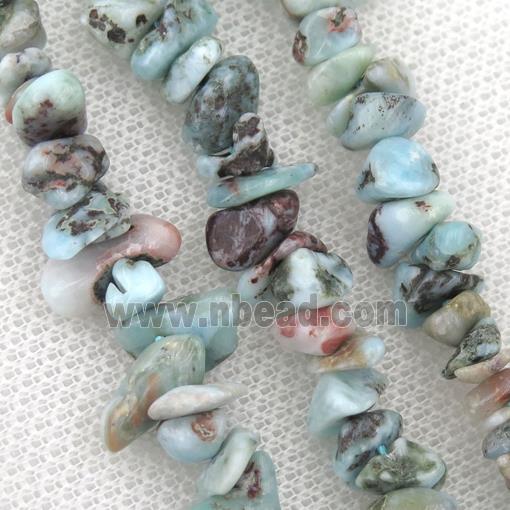 blue Larimar chip beads, B-grade
