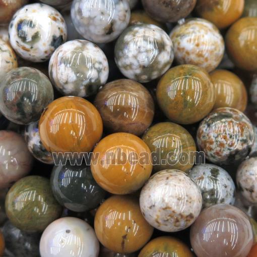 round Ocean Agate Beads, multi color