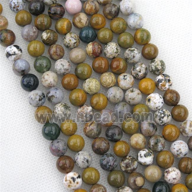 round Ocean Agate Beads, multi color