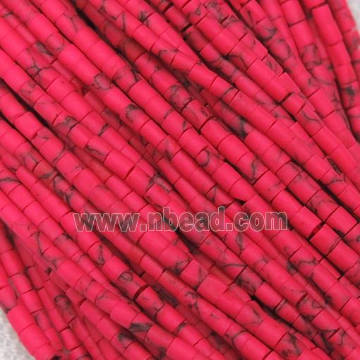 tiny red synthetic turquoise tube beads