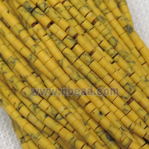 tiny yellow synthetic turquoise tube beads