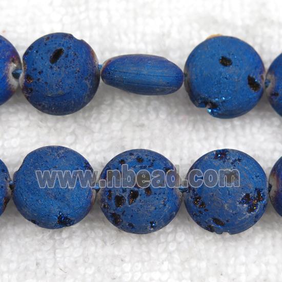 blue Druzy Agate circle beads