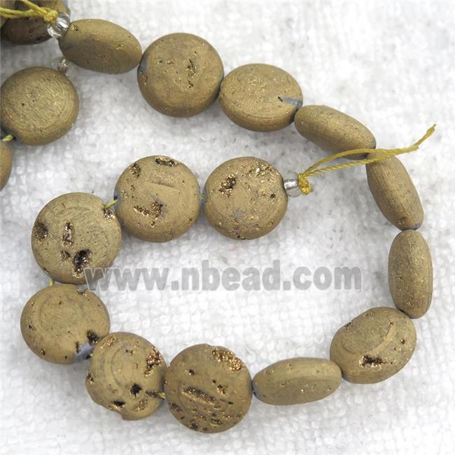 gold Druzy Agate circle beads