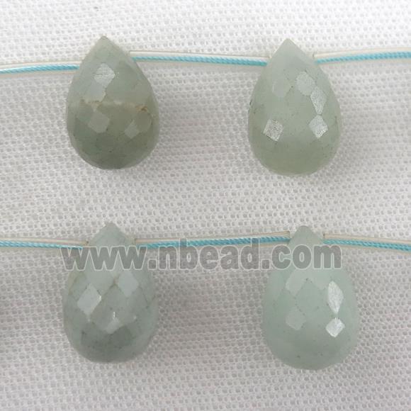 Amazonite Beads, faceted teardrop, topdrilled