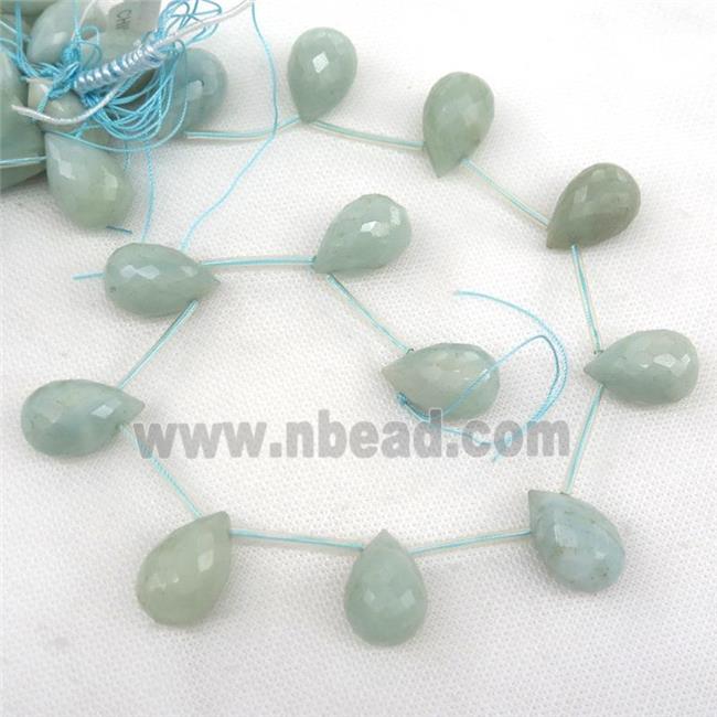 Amazonite Beads, faceted teardrop, topdrilled