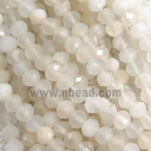 tiny faceted rondelle white MoonStone beads, B-grade