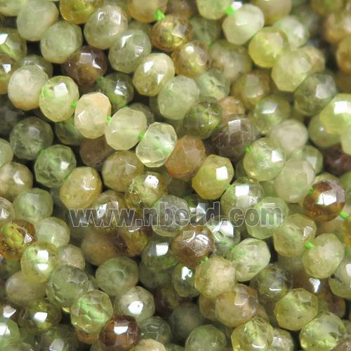 green Garnet beads, faceted rondelle