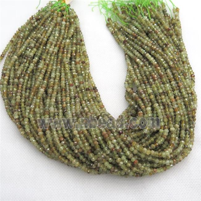 green Garnet beads, faceted rondelle