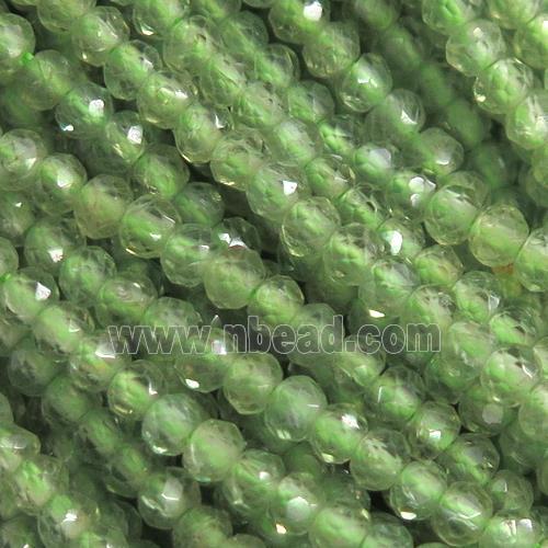 green Peridot Beads, faceted rondelle