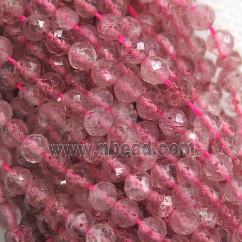 tiny Strawberry Quartz beads, faceted round