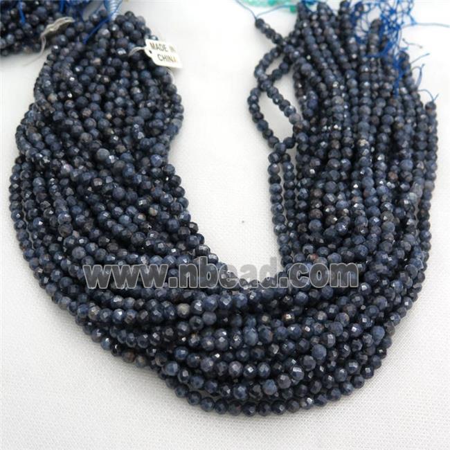 Darkblue Natural Sapphire Beads Faceted Round