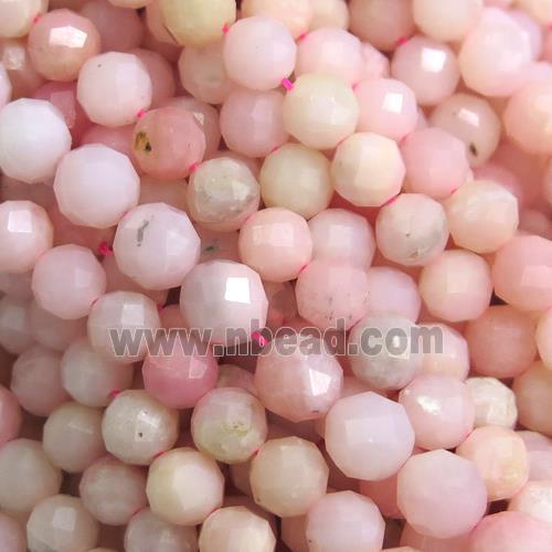 tiny Pink Opal Beads, faceted round, A-grade