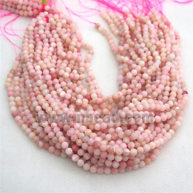 tiny Pink Opal Beads, faceted round, A-grade