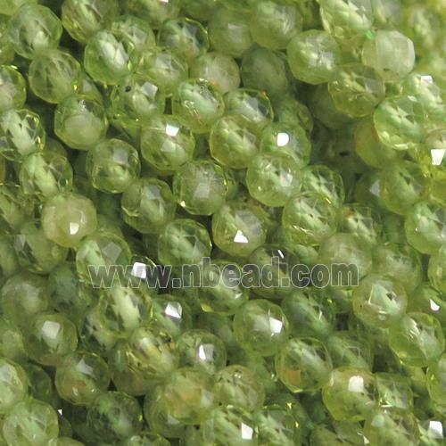 green Peridot beads, faceted round