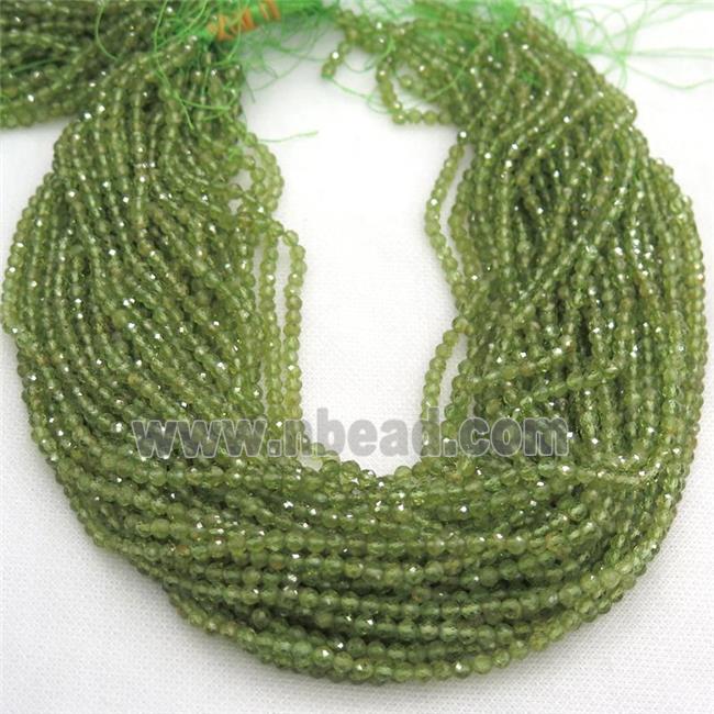 green Peridot beads, faceted round