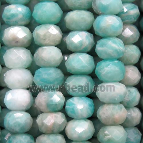 Brazilian Amazonite stone beads, faceted rondelle