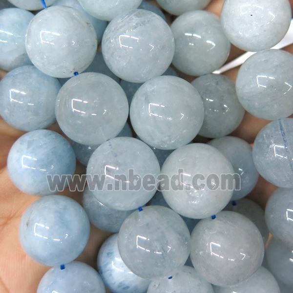 round Aquamarine Beads, blue, A-grade