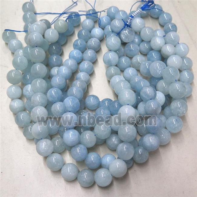 round Aquamarine Beads, blue, A-grade