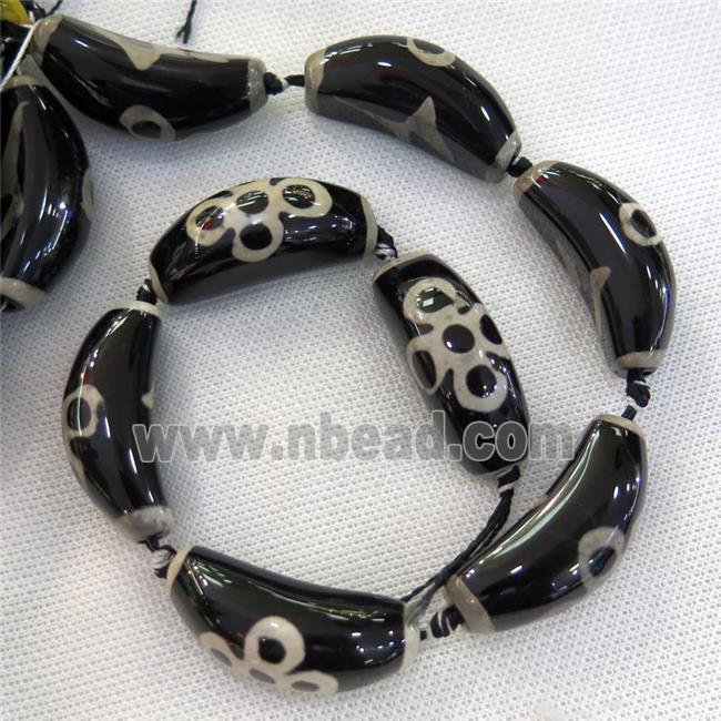 black Tibetan Agate horn Beads