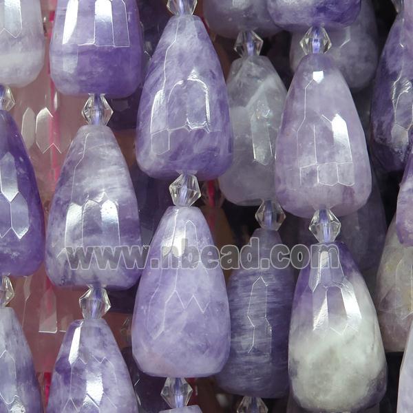 purple Chalcedony Beads, faceted teardrop
