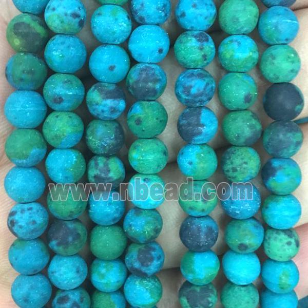 round Chrysocolla stone beads, matte, Synthetic