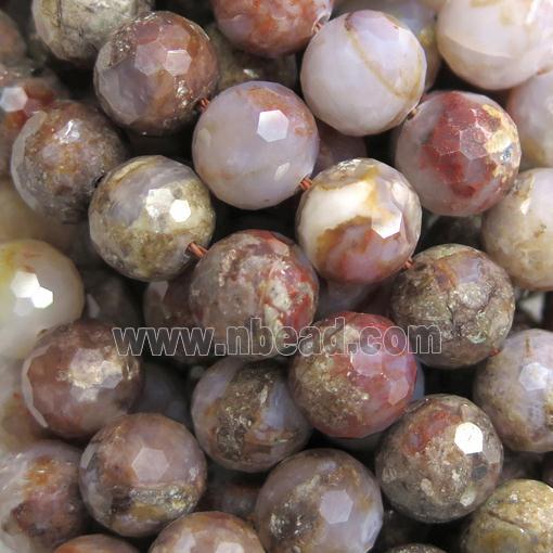 faceted round Blood Agate beads
