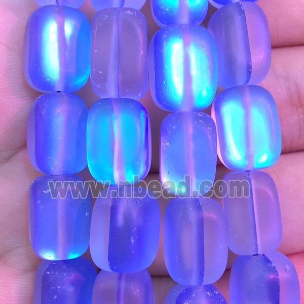 synthetic Mystic Aura Quartz Crystal cuboid Beads, royalblue, matte