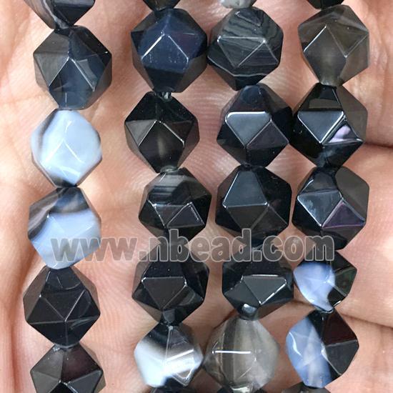 black Agate beads, faceted round