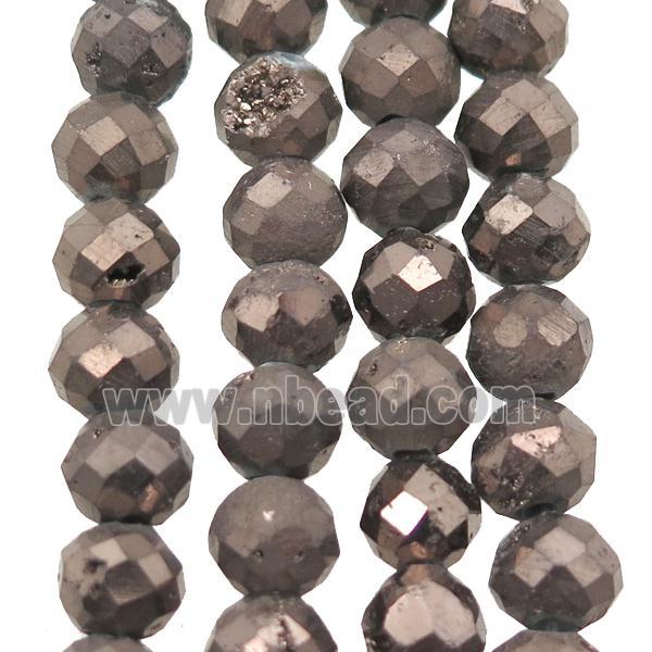 coffee Agate Druzy beads, faceted round