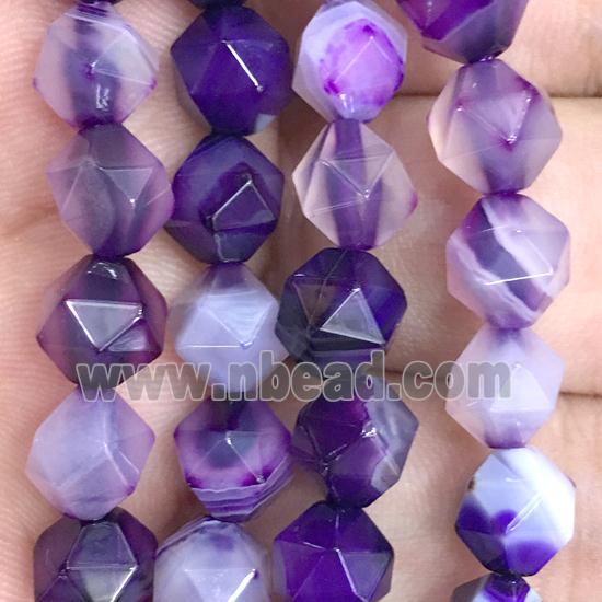 purple striped Agate beads, faceted round