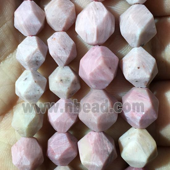 matte pink Wood Lace Jasper beads, faceted round