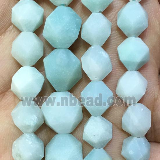 matte blue Amazonite beads, faceted round