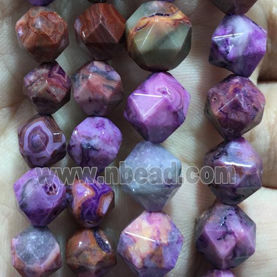 purple Crazy Agate Beads, faceted round