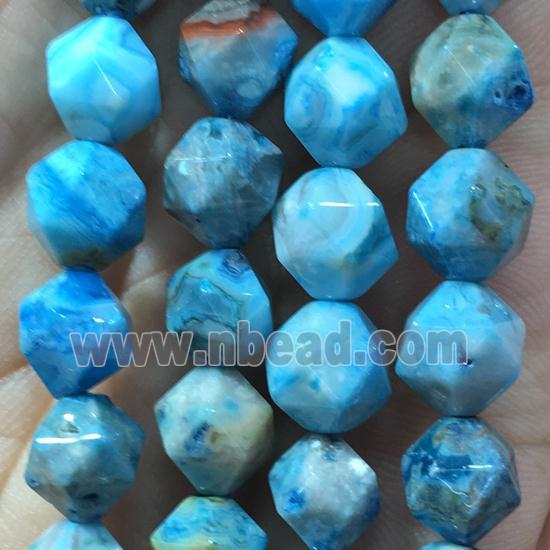 blue Crzay Agate beads, faceted round