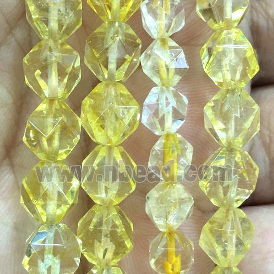 faceted round yellow Citrine beads