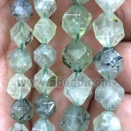 faceted round Green Prehnite beads