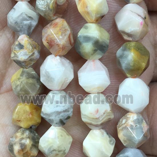 yellow Crazy Agate Beads, faceted round