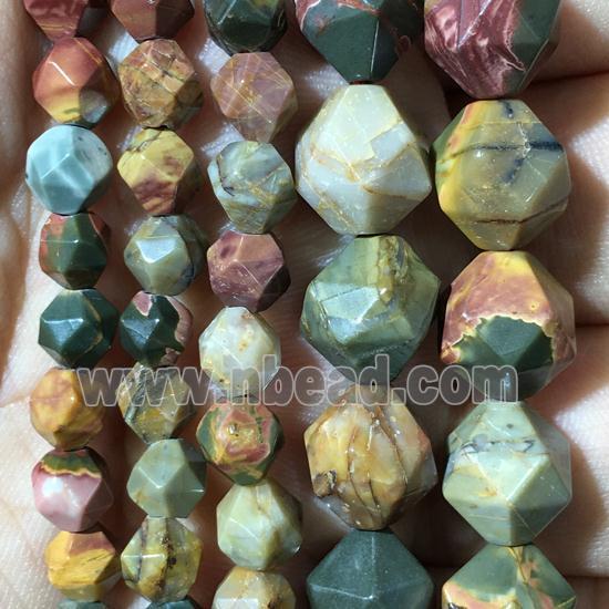 Oregon Picture Jasper beads, faceted round